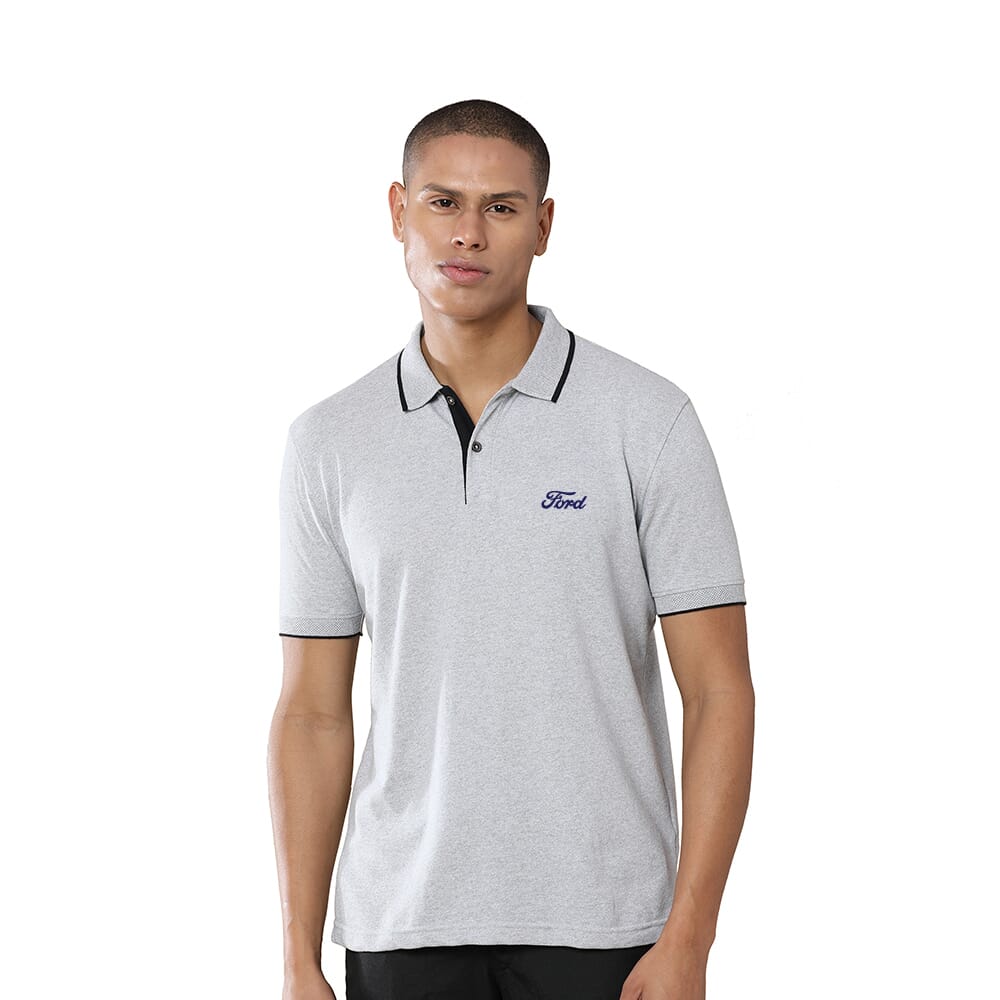 Greys&Blues Jacq Polo T-Shirt-Light Grey with Black